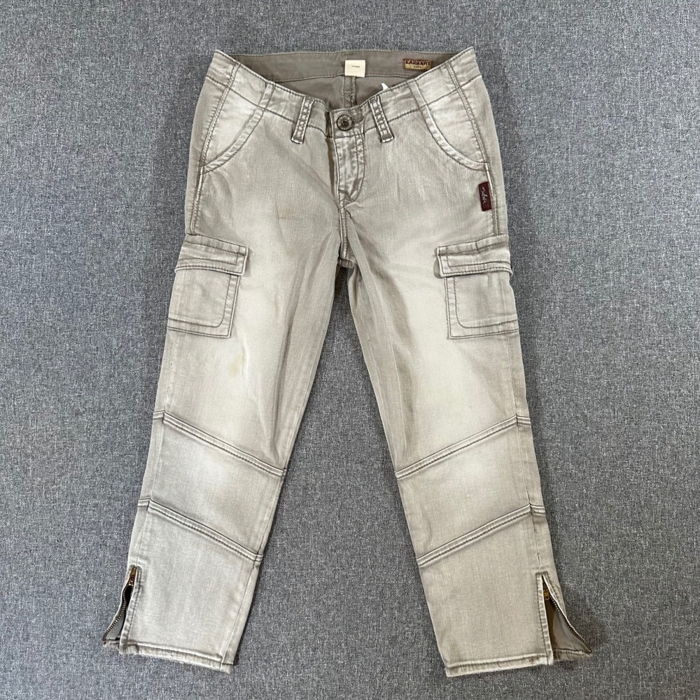 Silver Jeans Light Gray Cargo Capri Pants with Ankle Zips